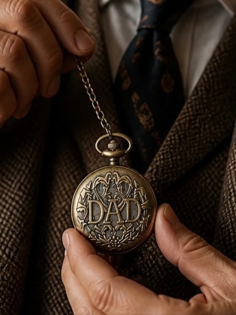 Dad Pocket Watch Antique Bronze Quartz Chain Father’s Day Gift Vintage Style